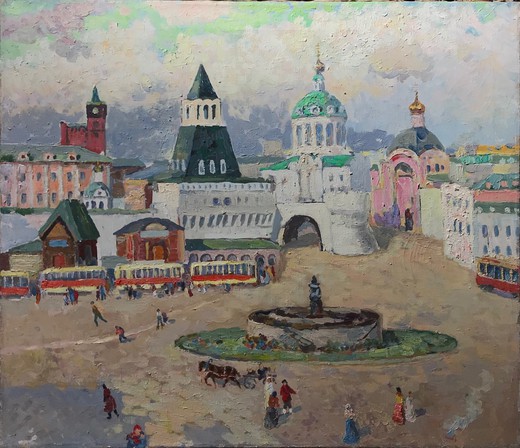 Антикварная картина «Лубянская площадь»