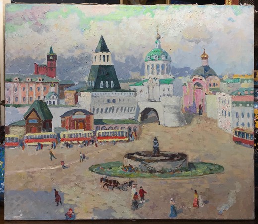 Антикварная картина «Лубянская площадь»