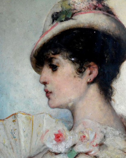 Antique painting "Portrait of a Fashionable Woman"