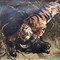 Антикварная картина «Тигриная охота»