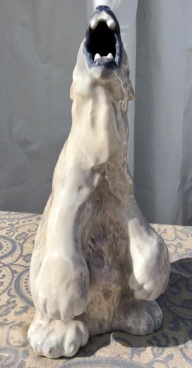 Antique porcelain sculpture of a white bear