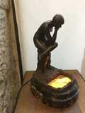 Antique sculpture-lamp "Looking into the water"