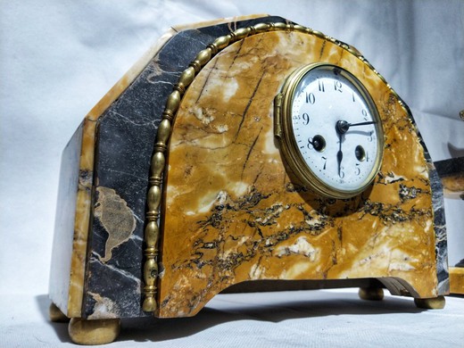 Антикварный каминный гарнитур часы и касолеты