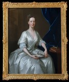 Antique portrait "Lady with a dove"