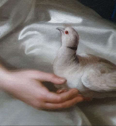 Antique portrait "Lady with a dove"