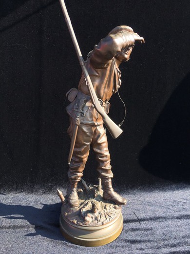 Antique sculpture "Sailor". It is made of bronze. The work of the famous French sculptor - Charles Anfrey. France, the end of the XIX century.