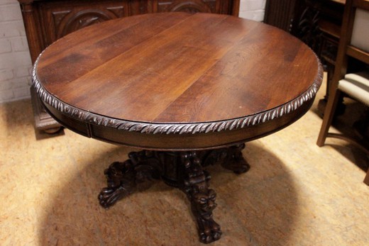 антикварный стол, резной стол, стол в охотничьем стиле, купить старинный стол, купить стол в охотничьем стиле, антикварная мебель, старинная мебель