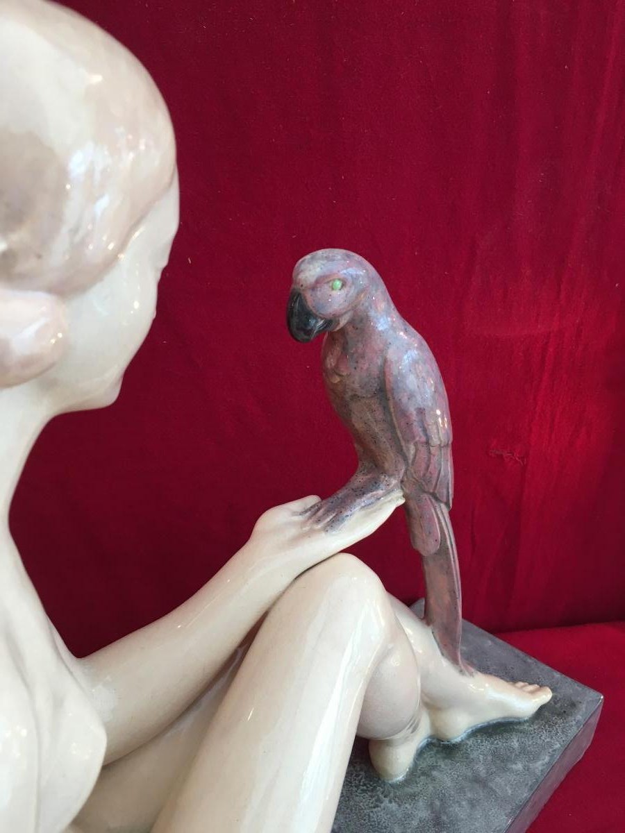 Sculpture "Girl with a Parrot".