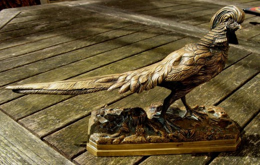 старинная скульптура фазана из бронзы Эдриена Троду купить в Москве