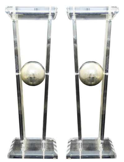 Vintage twin pedestals. Made of lucite. France, the 20th century.