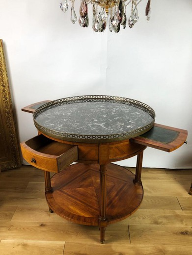 антикварный стол из дерева с мрамором и латунью в стиле Людовика XVI купить в Москве