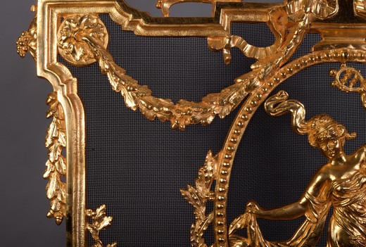 винтажный каминный экран в стиле Наполеона III из золоченой бронзы купить в Москве