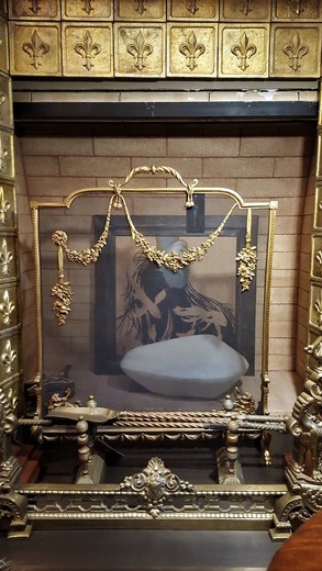 old fireplace accessories antique bronze firescreen France XIX century