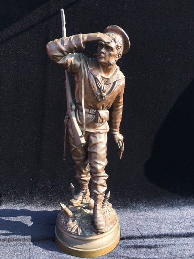 антикварная скульптура "Моряк" из бронзы Шарля Анфри купить в Москве