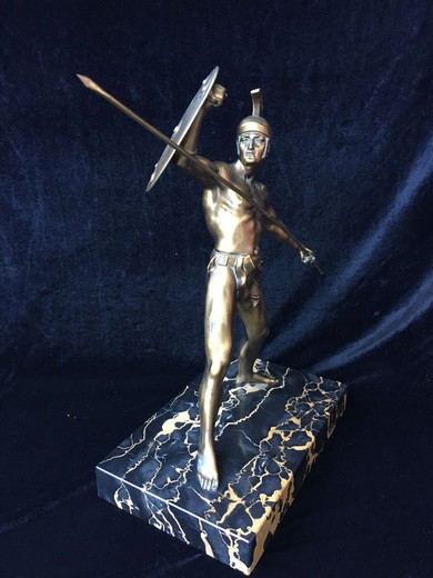 Antique sculpture "The Romans". It is made of bronze. The base is marble. France, 1930's.