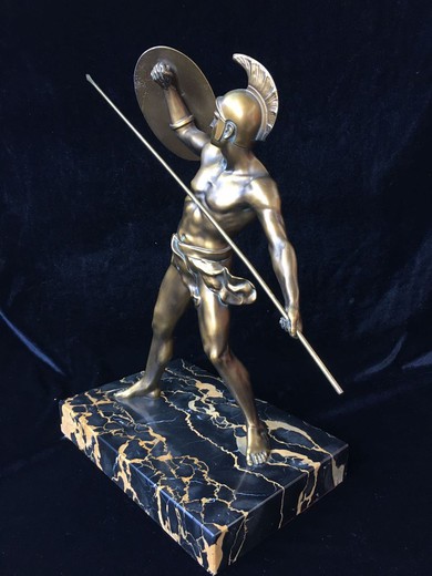 Antique sculpture "The Romans". It is made of bronze. The base is marble. France, 1930's.