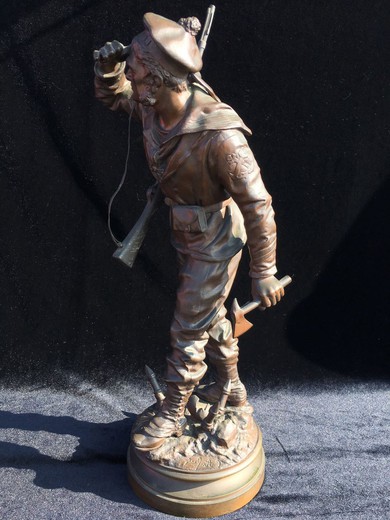 Antique sculpture "Sailor". It is made of bronze. The work of the famous French sculptor - Charles Anfrey. France, the end of the XIX century.