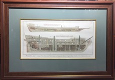 Antique engraving "Drawing of the ship"