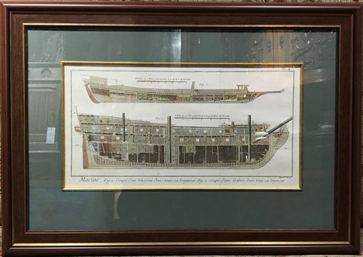 Antique engraving "Drawing of the ship"
