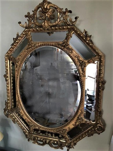 Antique octagonal mirror