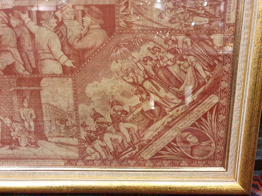 Antique engraving "Martial law of 1812"