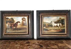 Pair antique English paintings