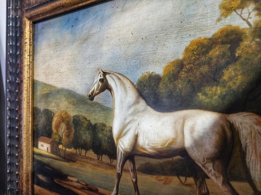 Антикварные картины «Скаковые лошади»