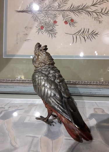 Viennese bronze sculpture of a parrot