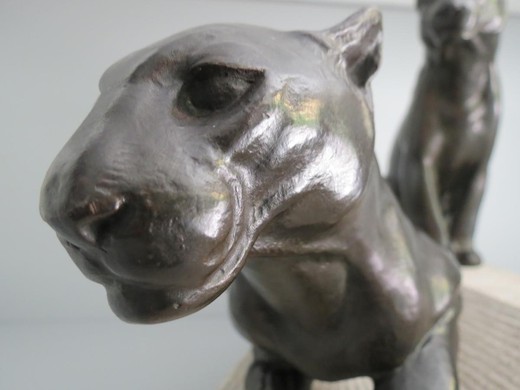 Антикварная скульптура «Пантеры»