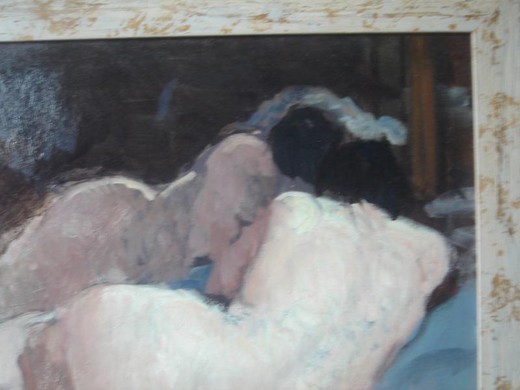 Antique painting "Naked woman in front of a mirror"