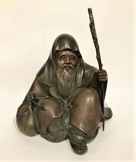 Антикварная скульптура «Дзюродзин с журавлем»