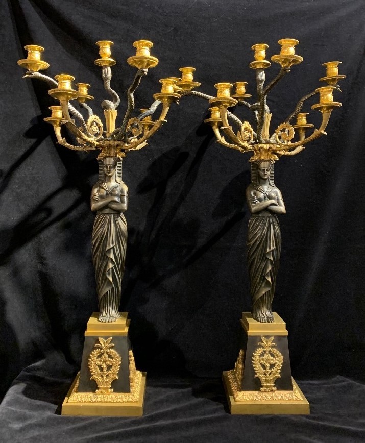 Pair antique Empire candelabras