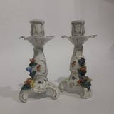 Pair antique porcelain candle holders