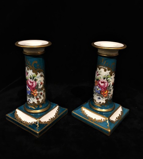 Antique pair of candle holders