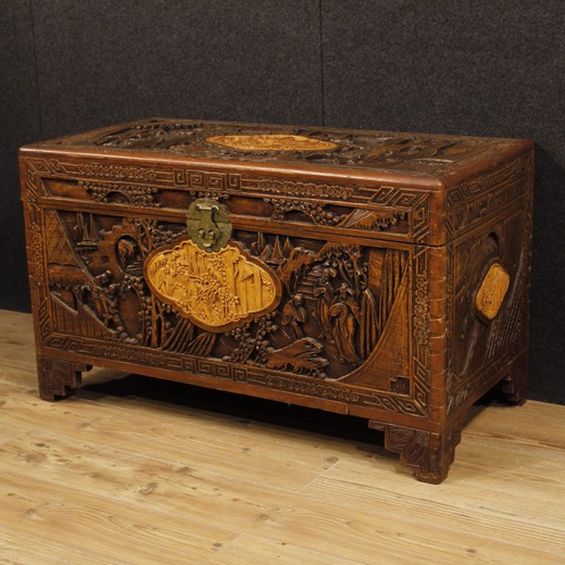 Antique chest in oriental style. It is made of wood. France, the 20th century.