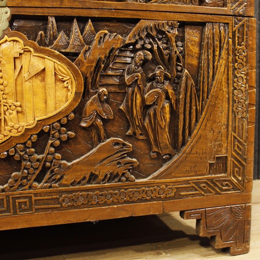 Antique chest in oriental style. It is made of wood. France, the 20th century.