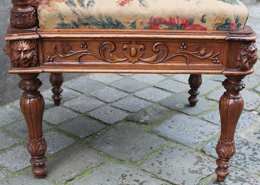 Antique corner chair in the style of Napoleon III. Made of walnut. France, XIX century.