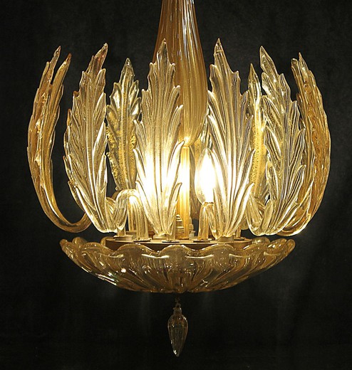 Antique chandelier in the Art Nouveau style. It is made of Murano glass. France, the 20th century.