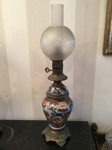 старинные парные лампы из фарфора и бронзы в восточном стиле купить в Москве