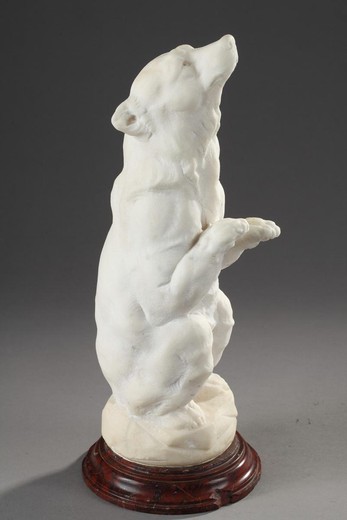 Antique sculpture "The Bear". It is made of Carrara marble on a marble base. France, the beginning of XX century.
