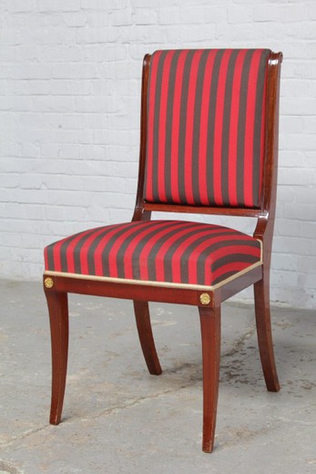 набор антикварный стульев в стиле ампир из красного дерева с золоченой бронзой купить в Москве