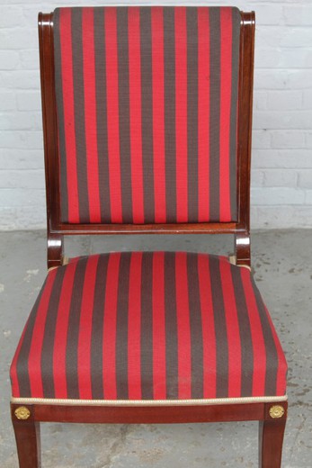 набор старинных стульев в стиле ампир из красного дерева с золоченой бронзой купить в Москве
