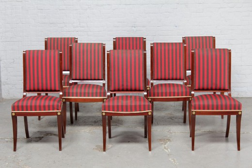 набор винтажных стульев в стиле ампир из красного дерева с золоченой бронзой купить в Москве