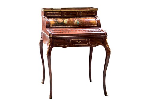 Antique bureau in the style of Louis XV. It is made of wood. Decorated with painting. Europe, the 1880s.