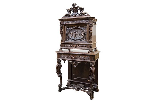 Antique cabinet in the Renaissance style. Performed in the Renaissance style. Europe, the 1880s.