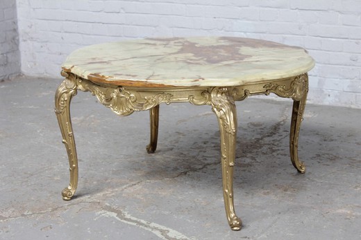 антикварный кофейный столик из золоченой бронзы и оникса в стиле Людовика XV купить в Москве