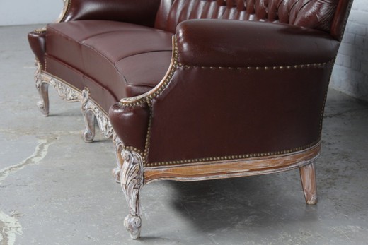 shop of antique furniture items of decor and interior in the style of Louis XV from walnut and leather buy in Moscow