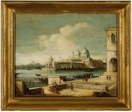 Antique painting "View of Venice"