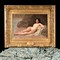 Antique rare French painting of a naked girl on the beach