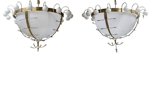 Antique large twin chandeliers